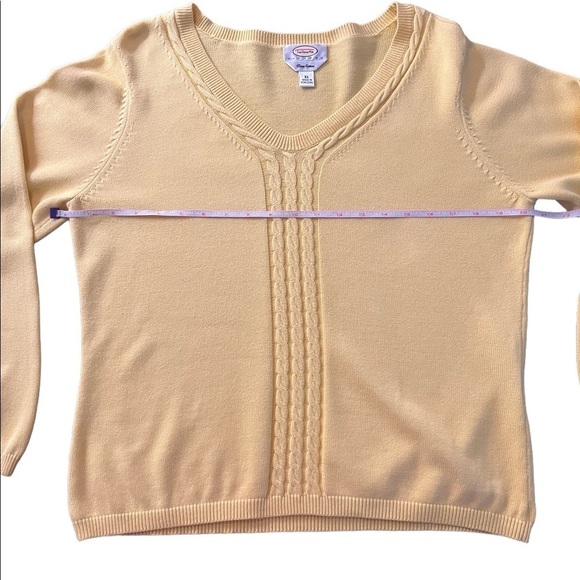 TALBOTS PETITES WOMENS LEMON YELLOW PIMA COTTON SWEATER SCOOP NECK SZ XL - Picture 6 of 8